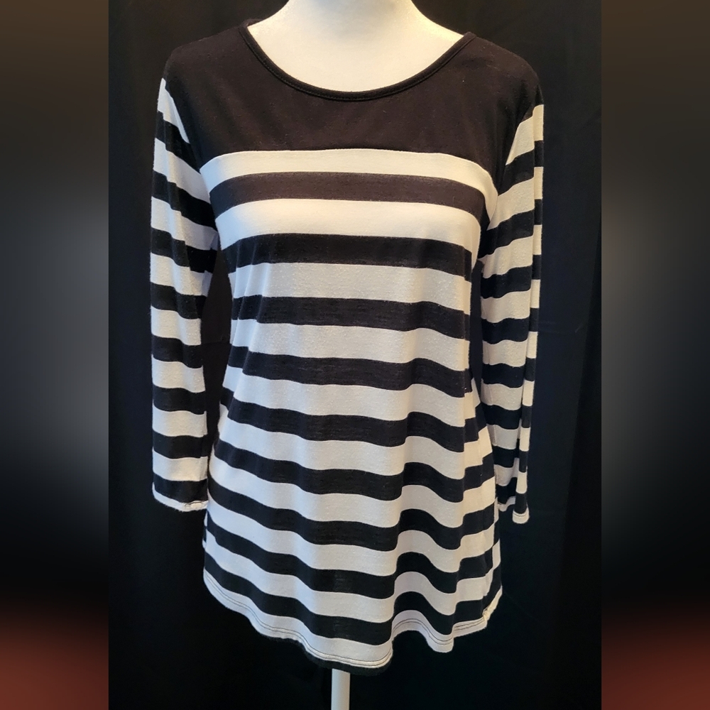 Black and White Striped Women's Top